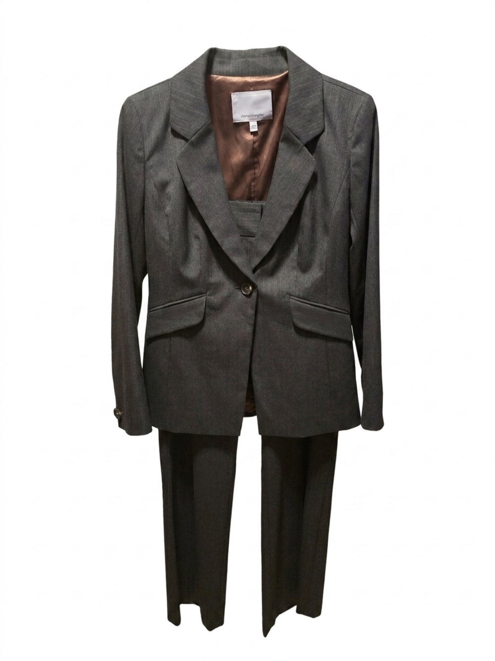 Classiques Entier Grey Striped Jacket And Pant Suit Set